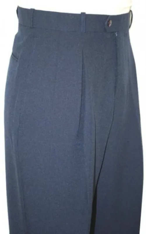 Mens Pleated Dress Pants Navy Blue Wide Leg Slacks Pleated baggy dress trousers unhemmed unfinished bottom made by Alberto Nardoni
