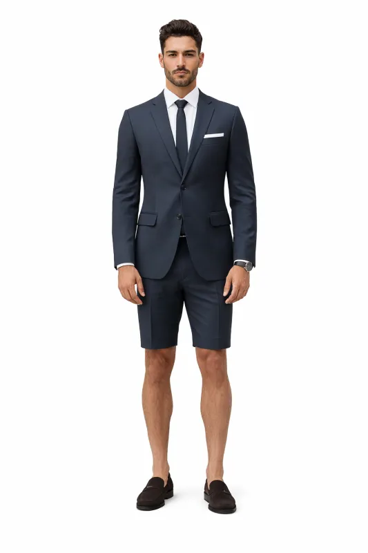 Cotton Fabric Charcoal Gray Suit - Mens Suits With Shorts - Summer Suit made by Alberto Nardoni