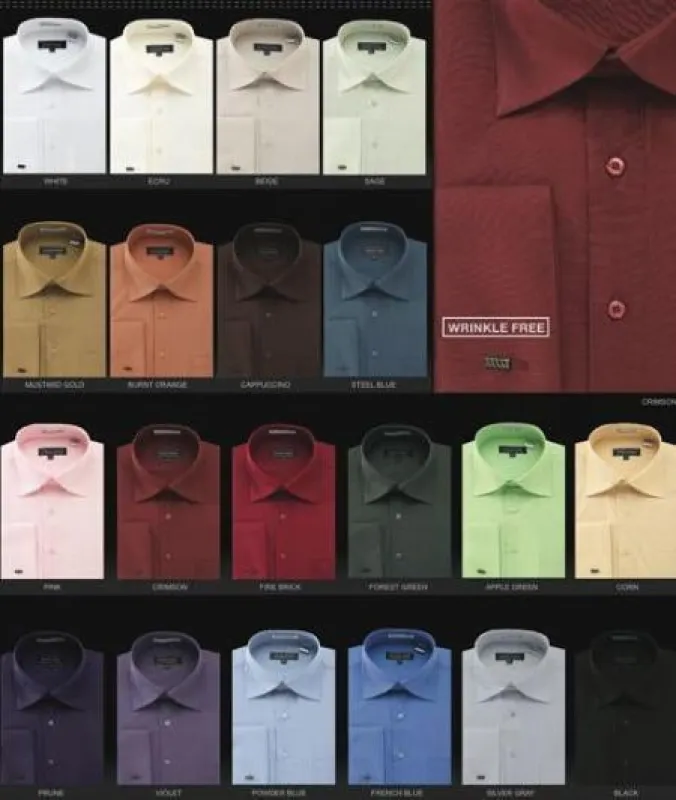 Men's Wrinkle Free French Cuff Dress Shirt Spread Collar Men's Dress Shirt made by Alberto Nardoni