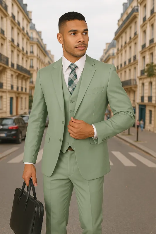Sage Green Suits - Light Green Suit - Summer Color Suit made by Alberto Nardoni
