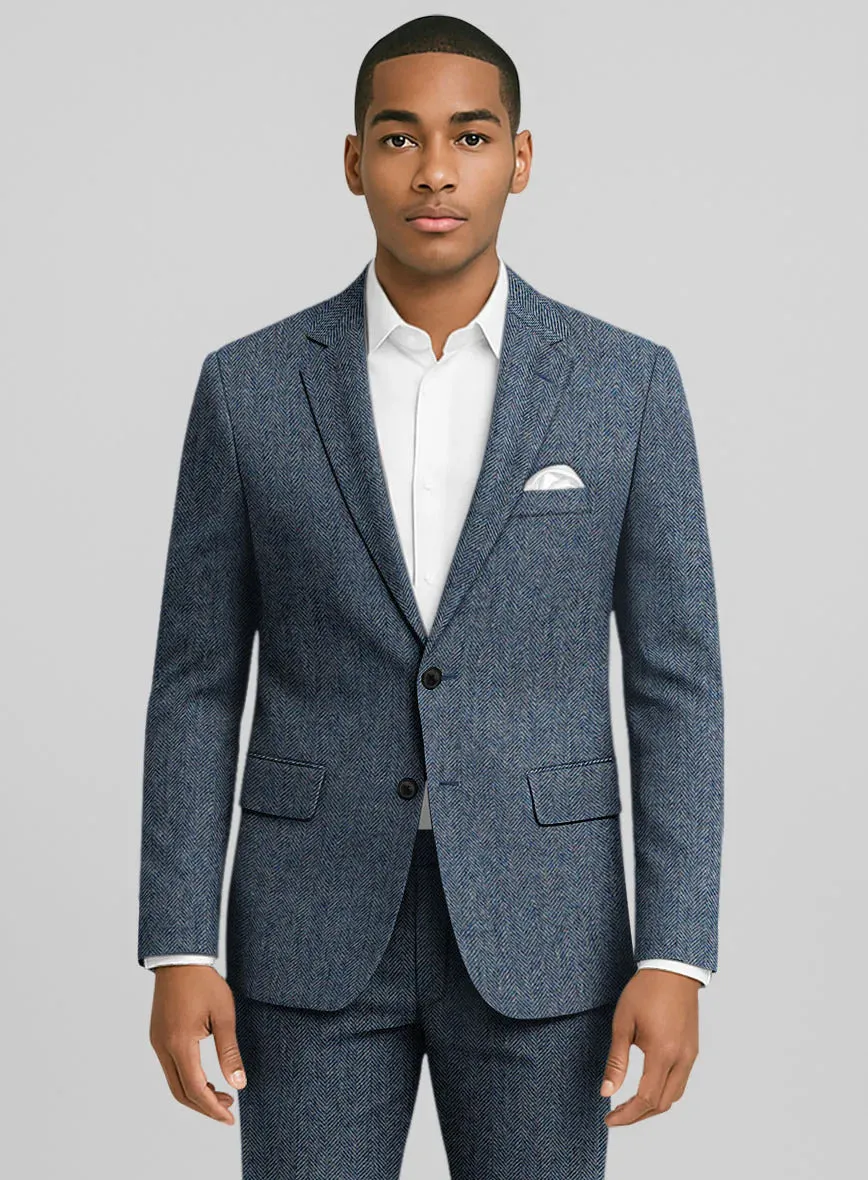 Mens Heritage Blue Herringbone Jacket – Timeless Tweed Sport Coat sold by Alberto Nardoni product image thumbnail 3