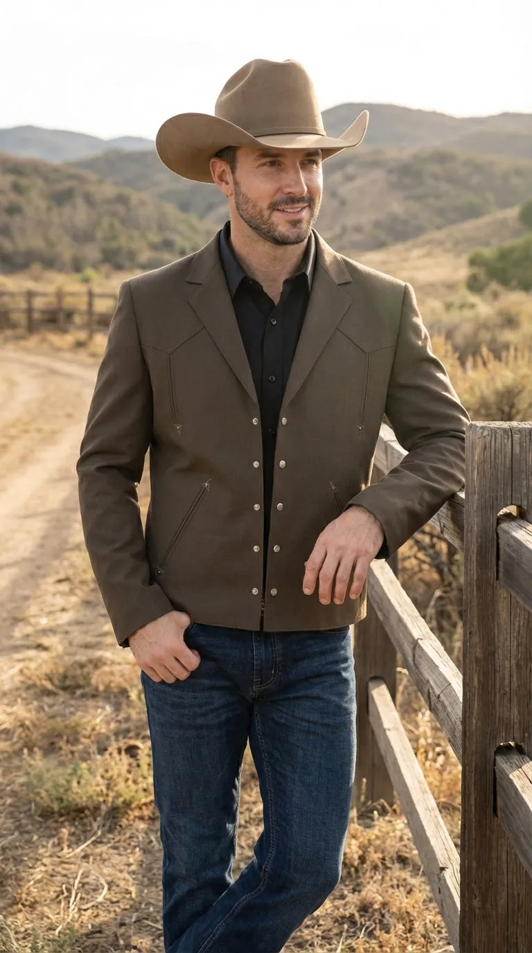 Mens Brown Western Blazer – Cowboy Style Casual Jacket Vintage Western Sport Coat Country Fashion Jacket sold by Alberto Nardoni product image thumbnail 5