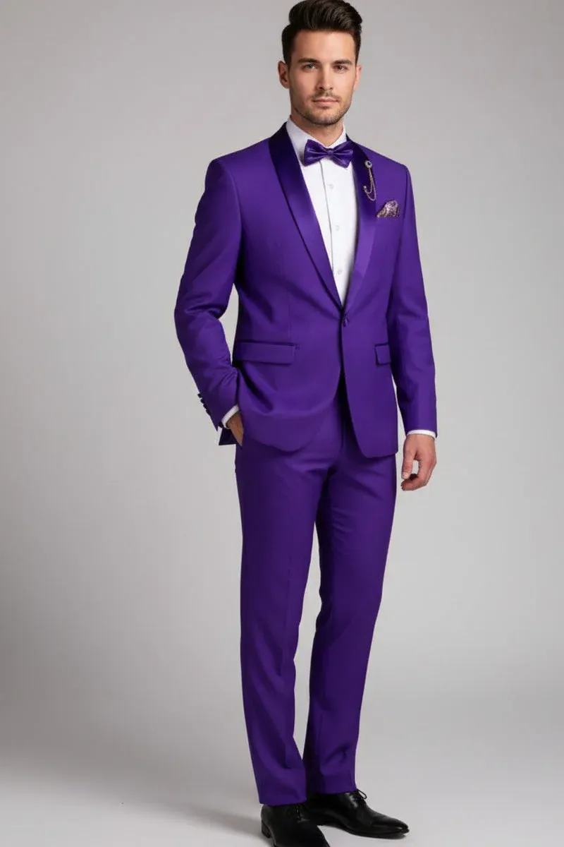 Premium Royal Purple Shawl Lapel Tuxedo – Spectrum 1 Button Formal Set sold by Alberto Nardoni product image thumbnail 5