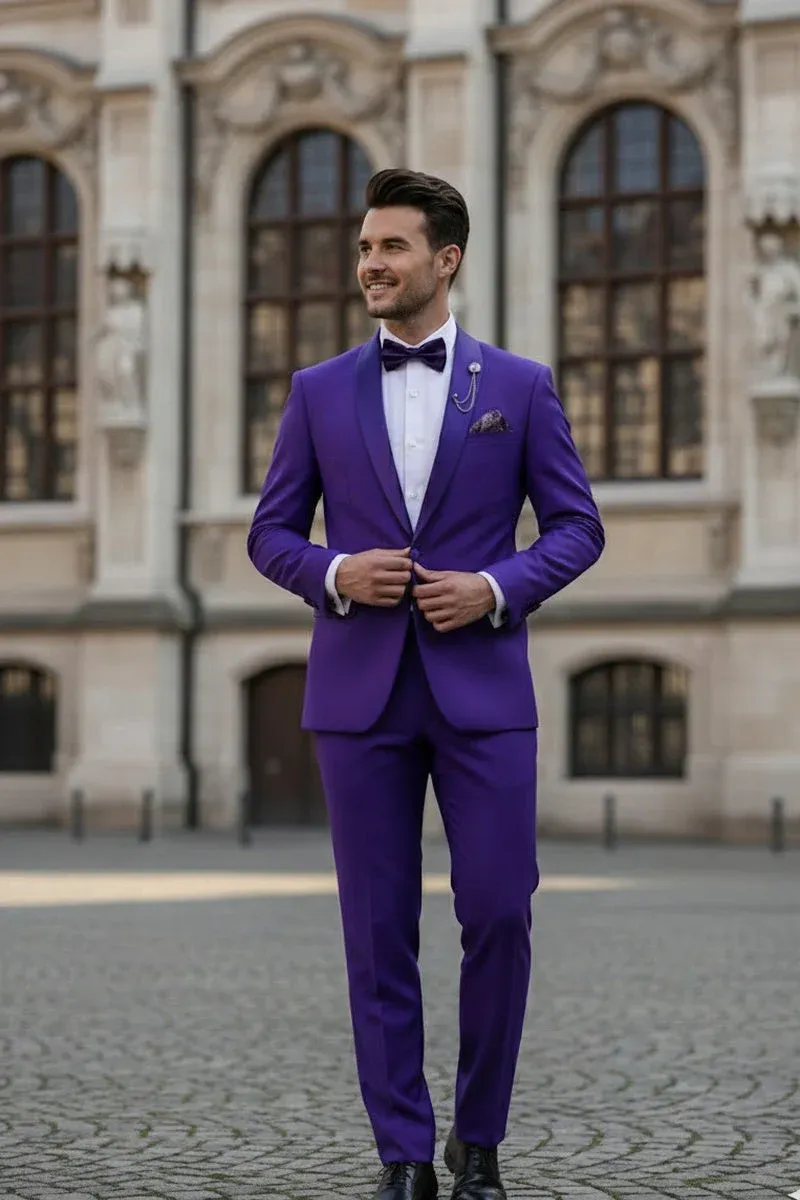 Premium Royal Purple Shawl Lapel Tuxedo – Spectrum 1 Button Formal Set sold by Alberto Nardoni product image thumbnail 2