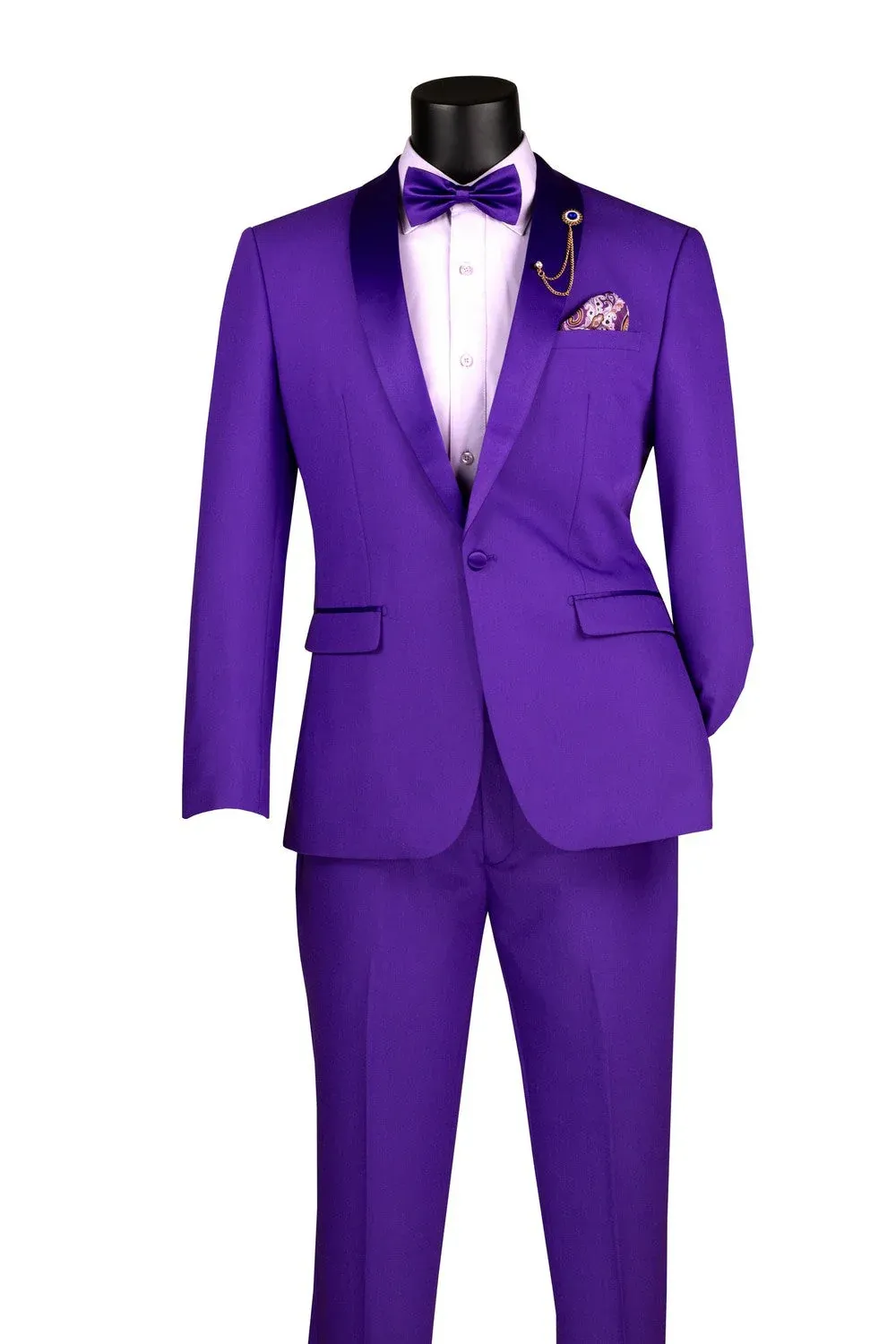 Premium Royal Purple Shawl Lapel Tuxedo – Spectrum 1 Button Formal Set sold by Alberto Nardoni