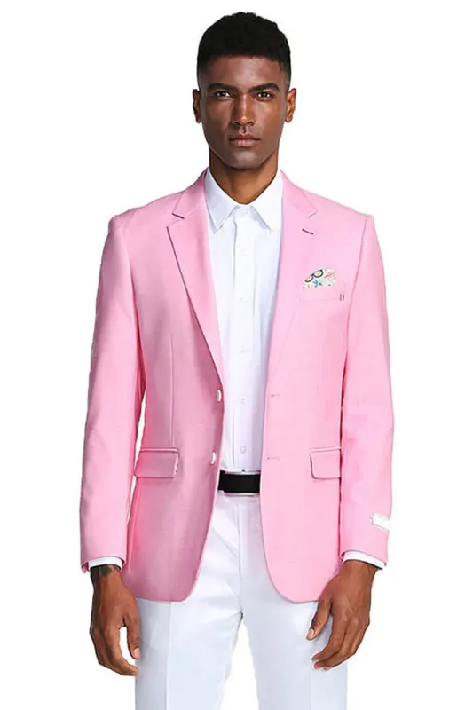 Mens Easter Suit - Jacket and Pants in Summer Color Pink Modern Fit Lightweight made by Alberto Nardoni