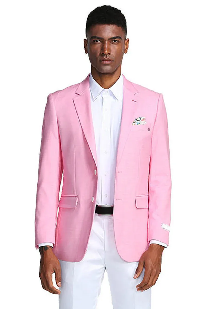 Mens Easter Suit - Jacket and Pants in Summer Color Pink Modern Fit Lightweight sold by Alberto Nardoni