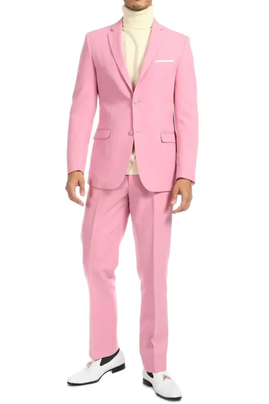 Mens Easter Suit - Jacket and Pants in Summer Color pink Modern Fit Light Weight made by Alberto Nardoni