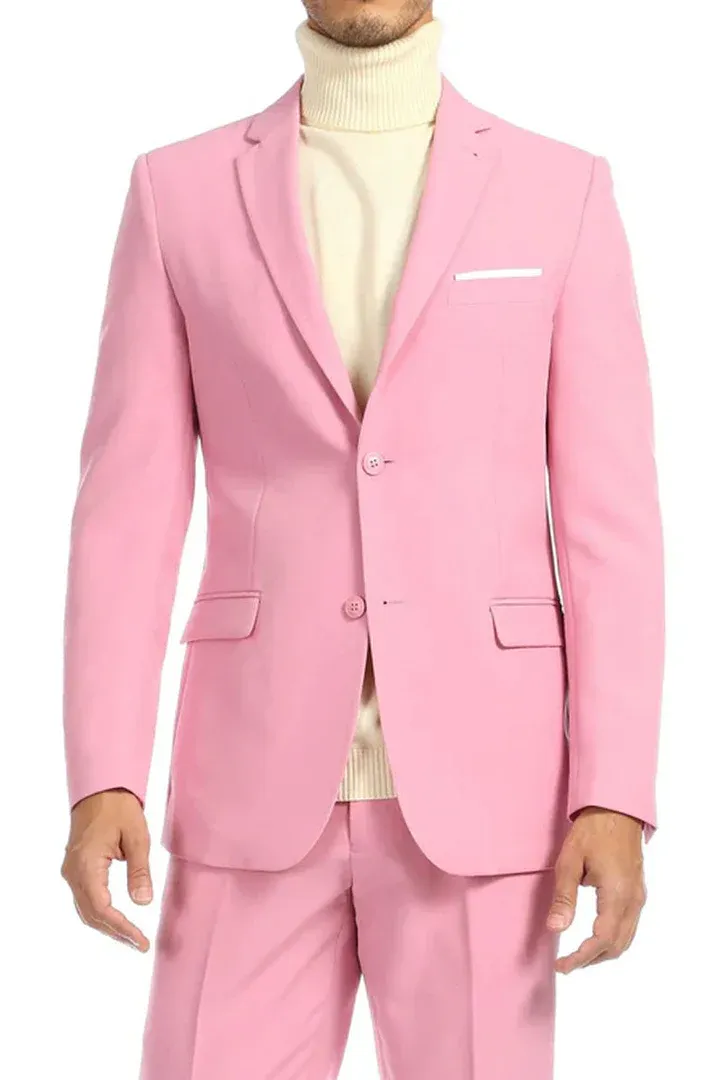 Mens Easter Suit - Jacket and Pants in Summer Color pink Modern Fit Light Weight sold by Alberto Nardoni product image thumbnail 2