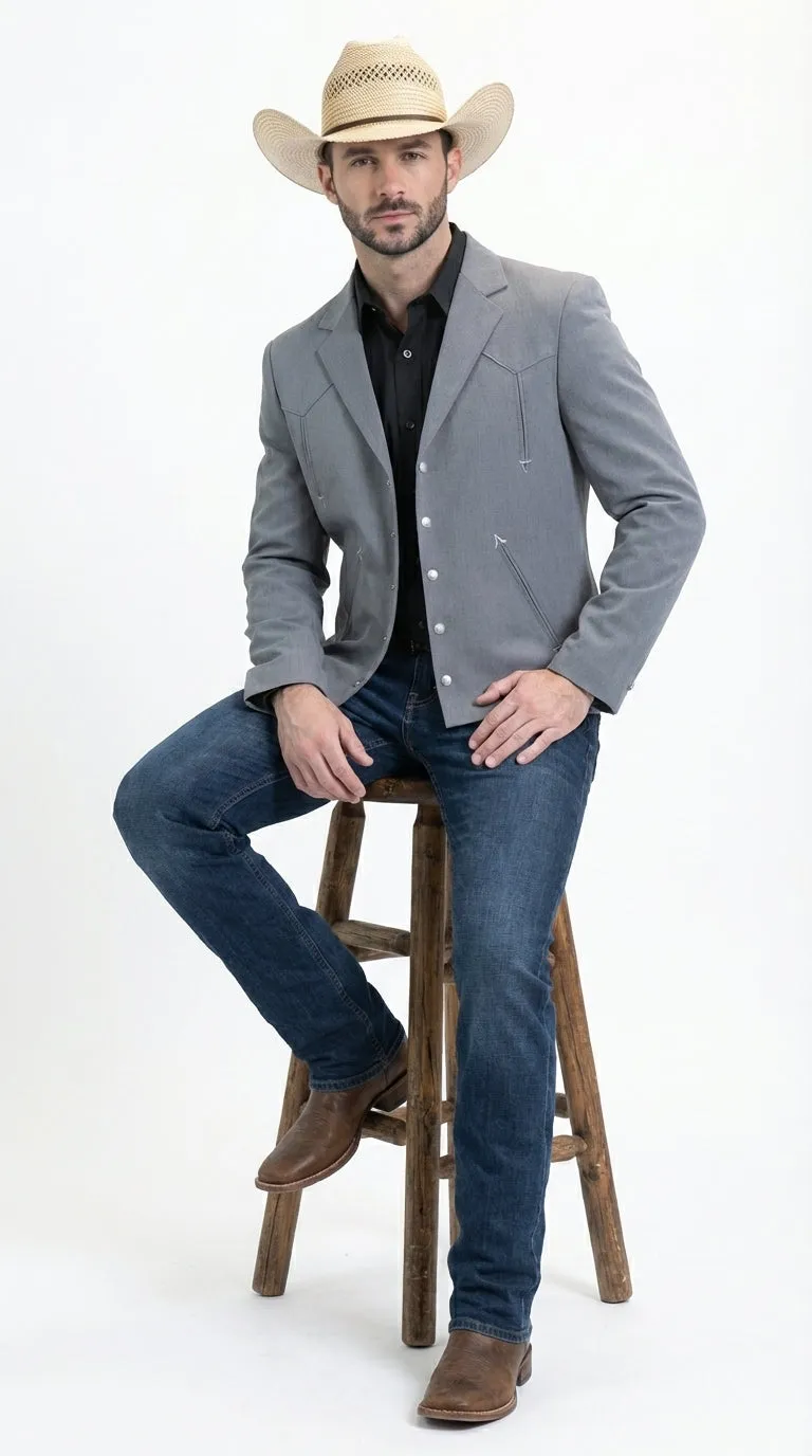 Mens Gray Western Blazer Set – Cowboy Style Jacket and Pants Outfit Classic Country Western Suit sold by Alberto Nardoni product image thumbnail 3