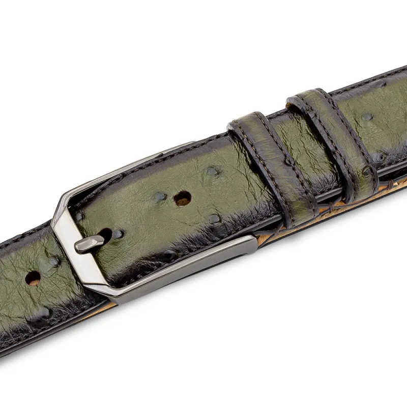 Mezlan Ostrich Leather Belt - Luxurious Italian Craftsmanship made by Alberto Nardoni