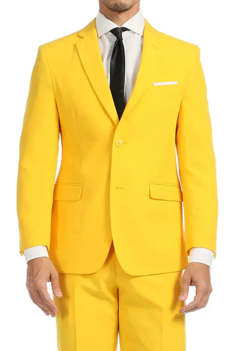 Mens Easter Suit - Jacket and Pants in Summer Color Yellow Modern Fit Light Weight sold by Alberto Nardoni