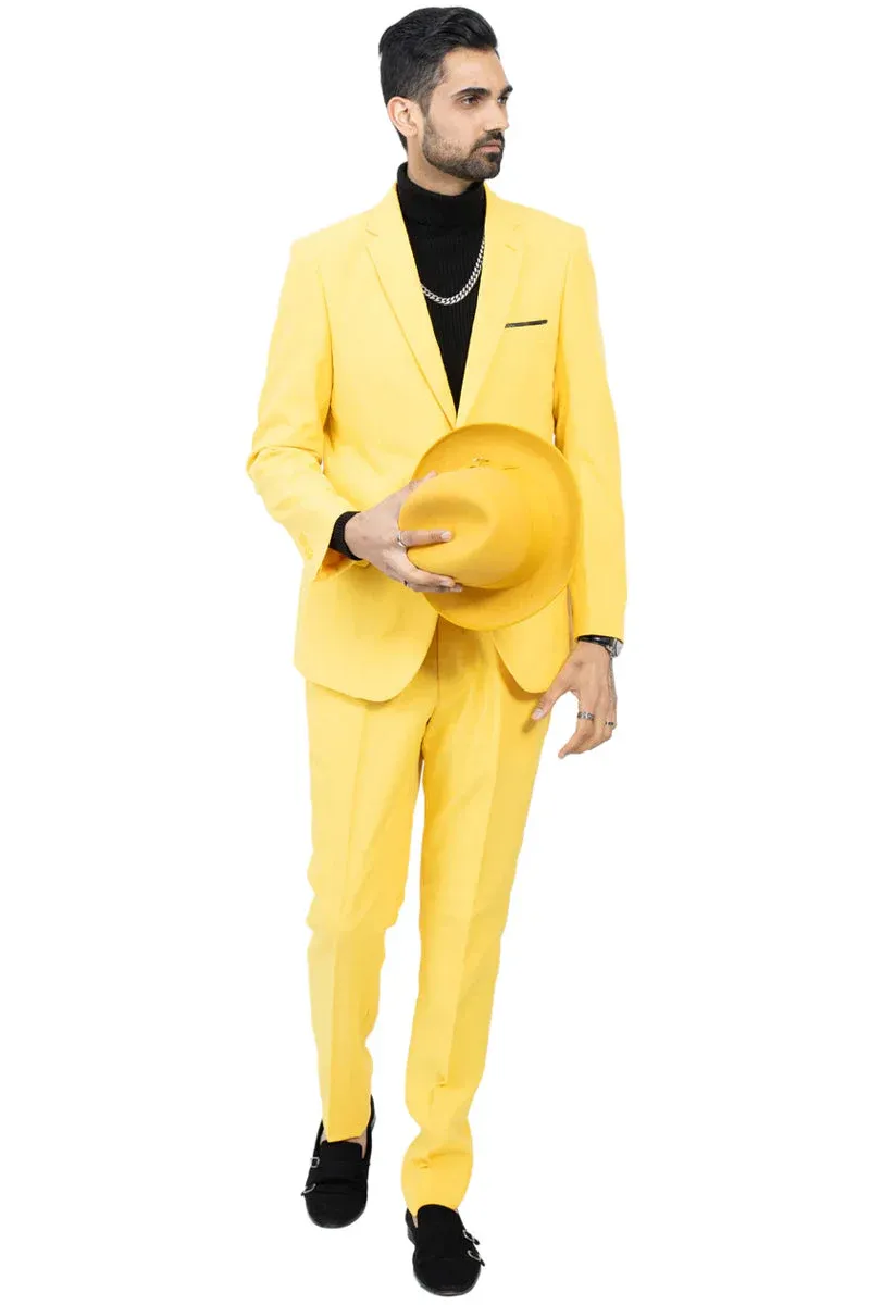 Mens Easter Suit - Jacket and Pants in Summer Color Yellow Modern Fit Light Weight sold by Alberto Nardoni product image thumbnail 2