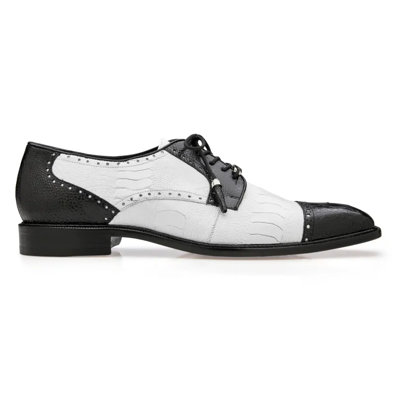 Belvedere Batta - Black & White Leather Dress Shoe made by Alberto Nardoni