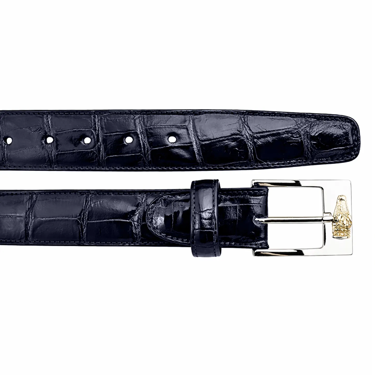 Belvedere Alligator Belt- Navy sold by Alberto Nardoni