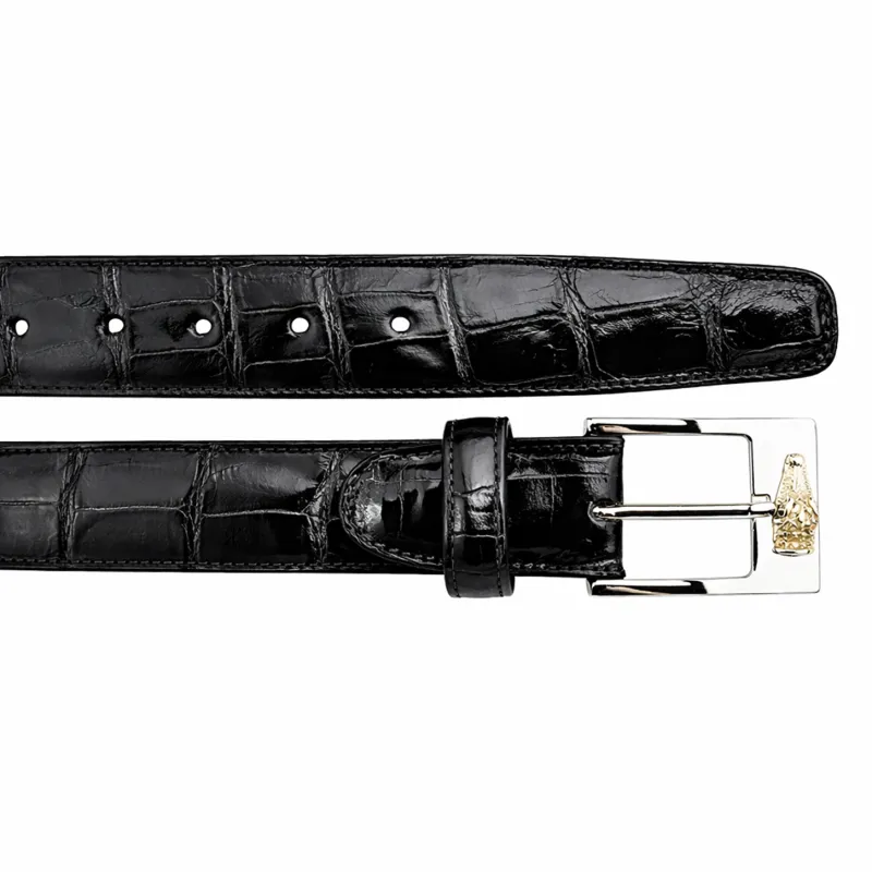 Belvedere Alligator Belt - Black Luxury Leather made by Alberto Nardoni