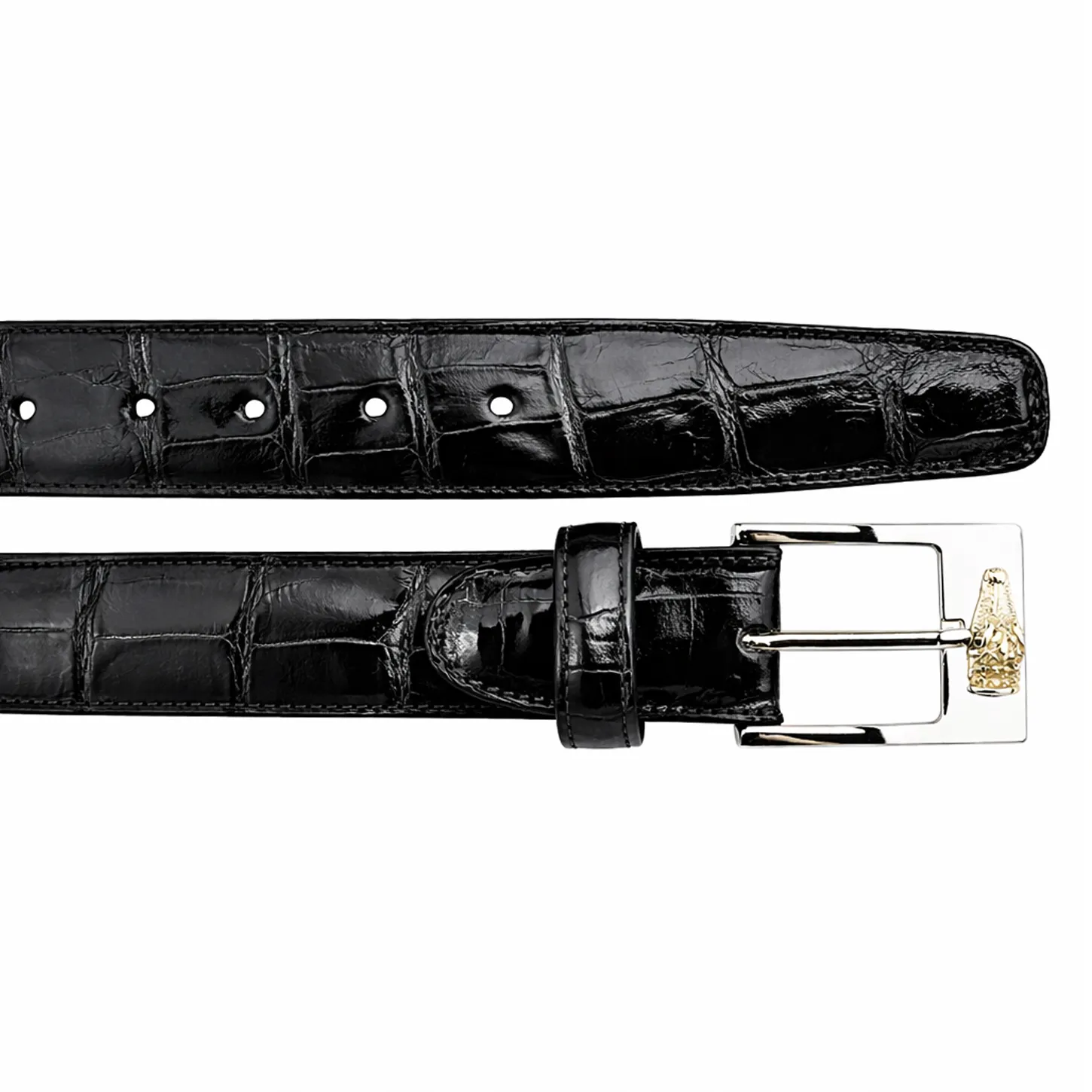 Belvedere Alligator Belt - Black Luxury Leather sold by Alberto Nardoni