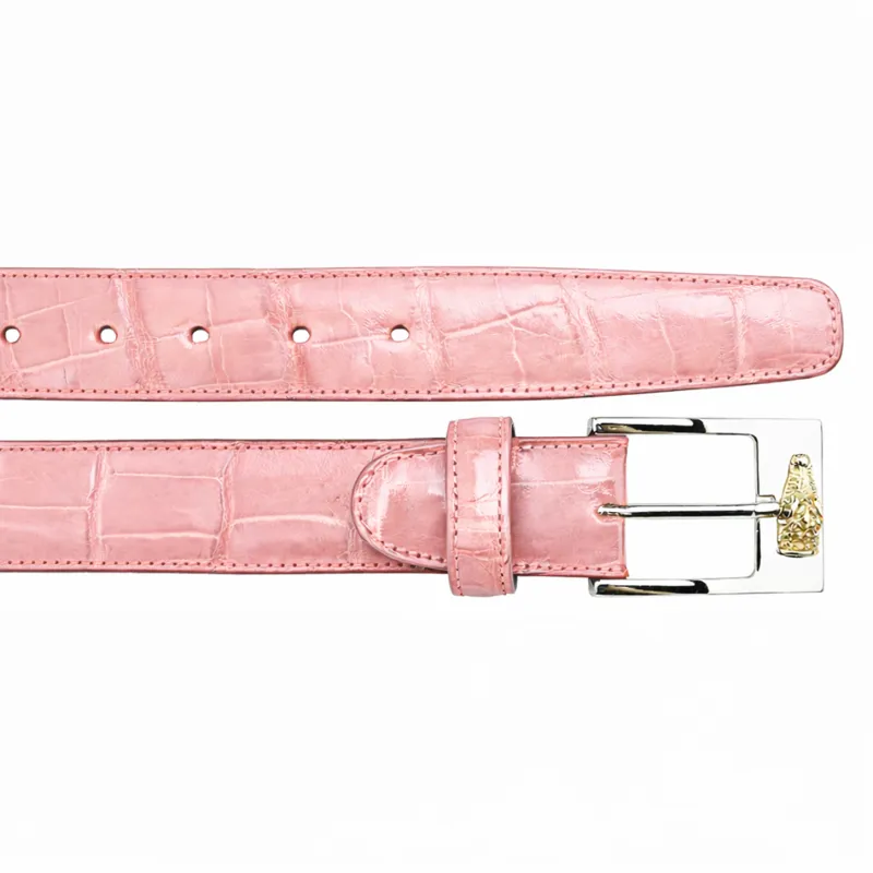 Belvedere Alligator Belt - Pink Luxury Leather Belt made by Alberto Nardoni