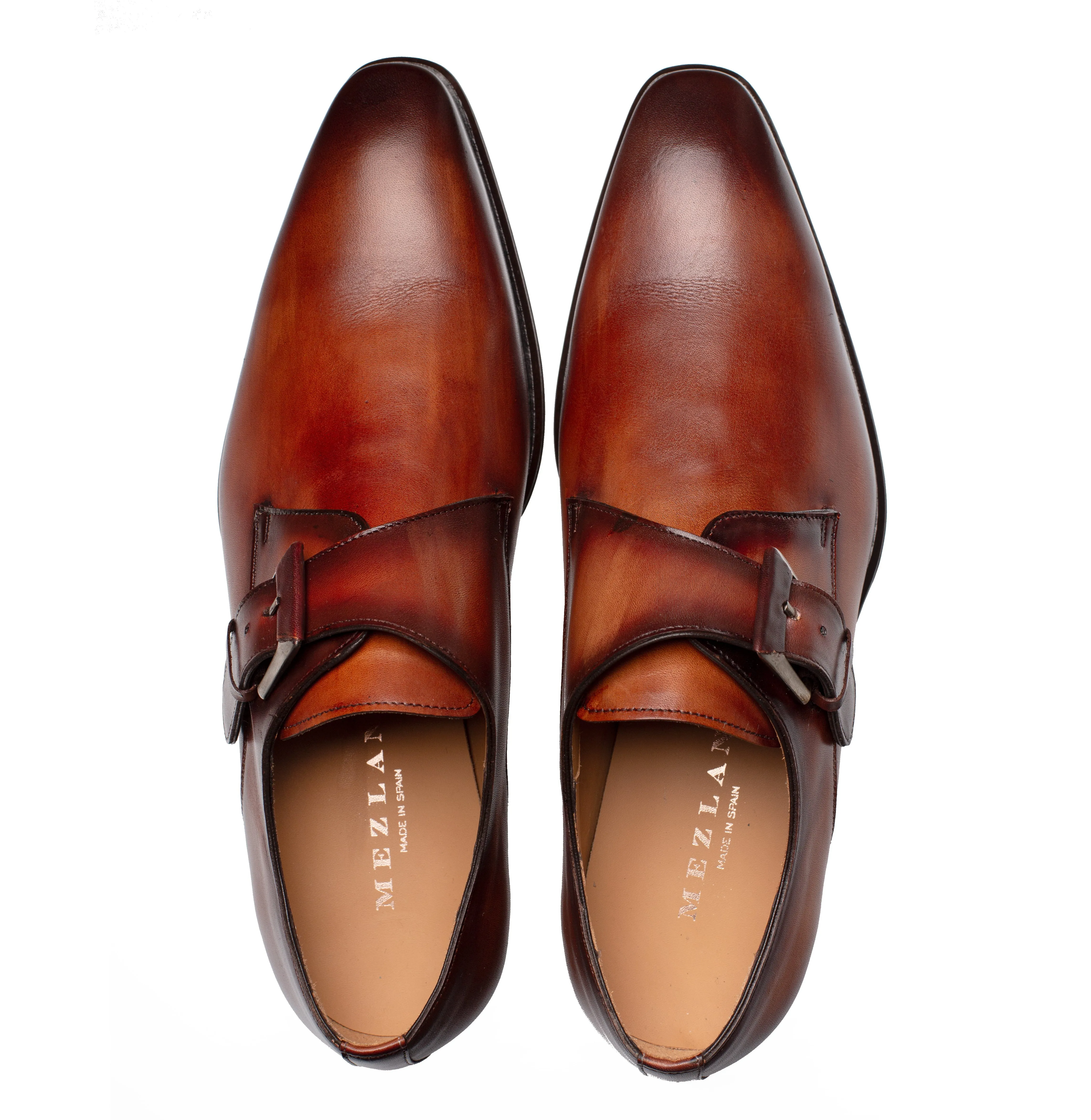 Mezlan Patina Calfskin Plain Toe Monk Shoe - Luxury Italian Leather sold by Alberto Nardoni product image thumbnail 5