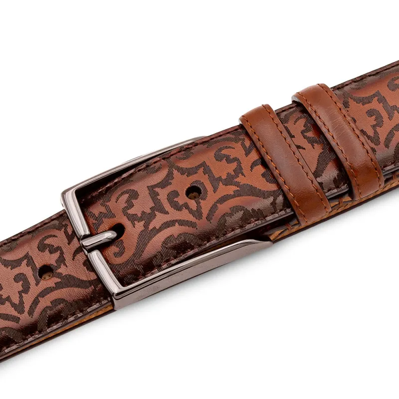 Mezlan Laser-Print Calfskin Belt - Luxury Italian Leather Belt made by Mezlan