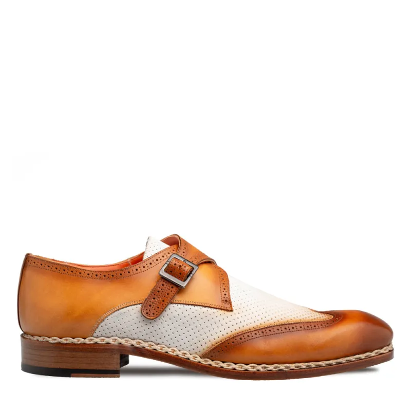 Mezlan Blanes: Luxury Leather Spectator Monk Strap made by Mezlan