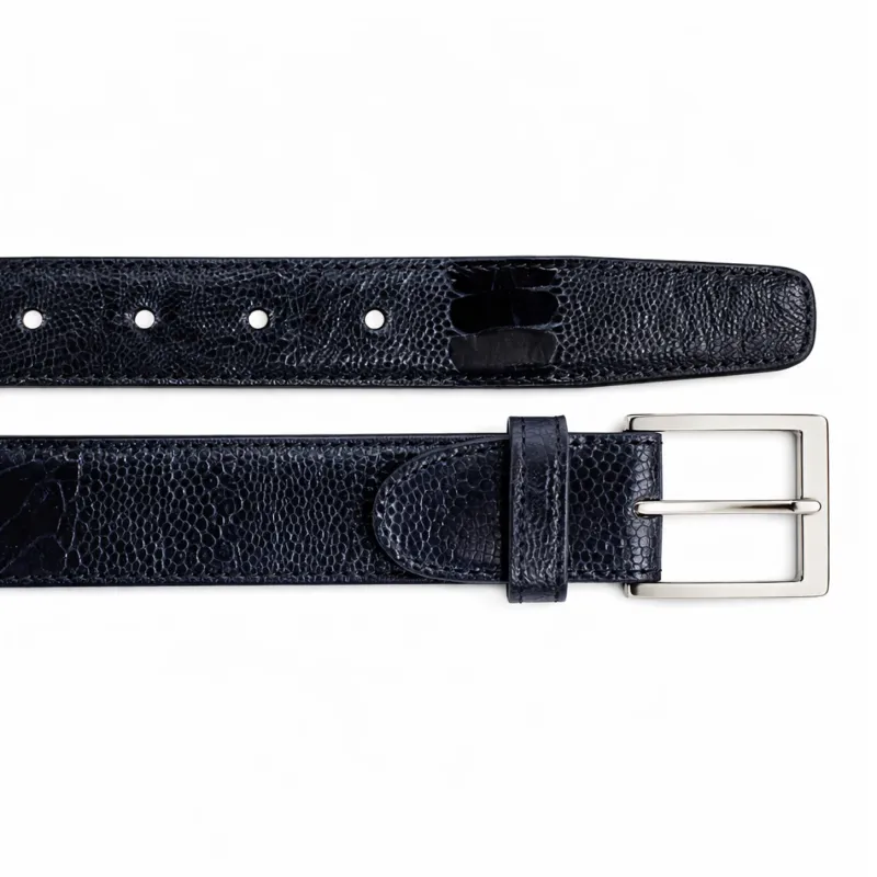 Belvedere Ostrich Leg Belt Shoe - Navy Blue Luxury made by Alberto Nardoni