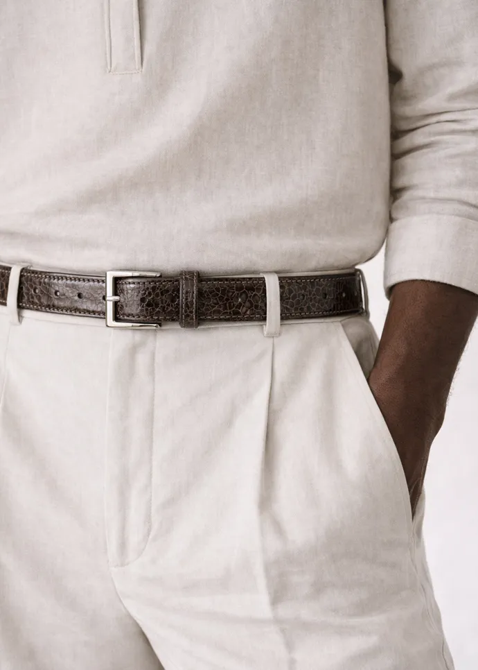 Belvedere Ostrich Leg Belt - Chocolate Brown Luxury Shoe sold by Alberto Nardoni product image thumbnail 2