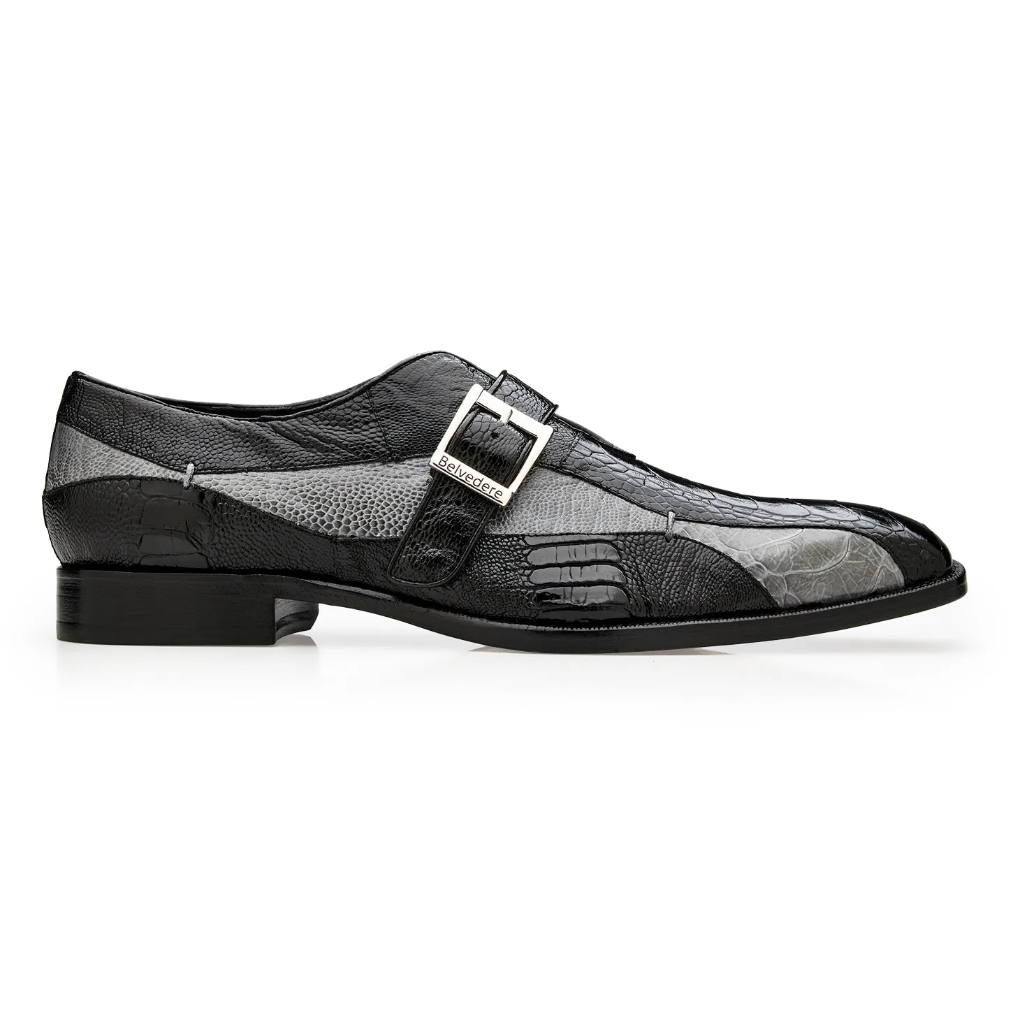 Belvedere Marte Black & Gray Alligator Leather Oxford sold by Alberto Nardoni