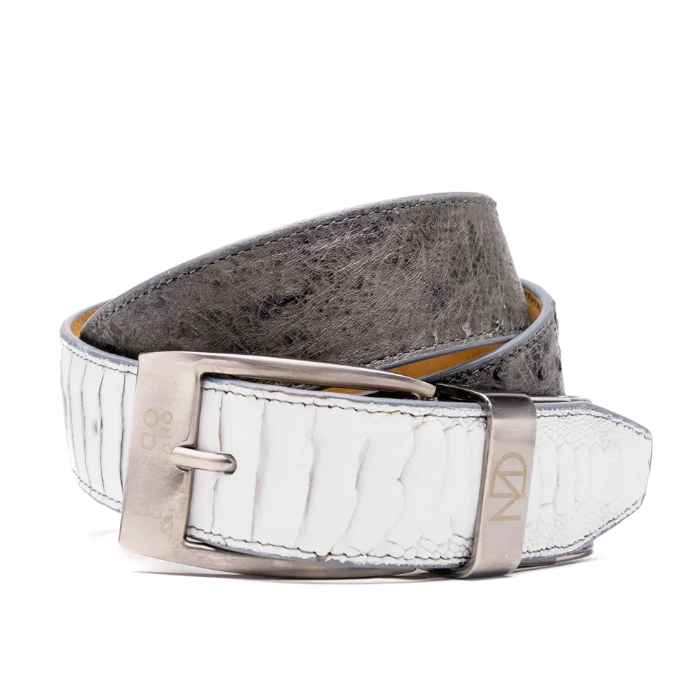 Marco Di Milano Alessio Belt: Luxury White/Gray Leather Shoes sold by Alberto Nardoni