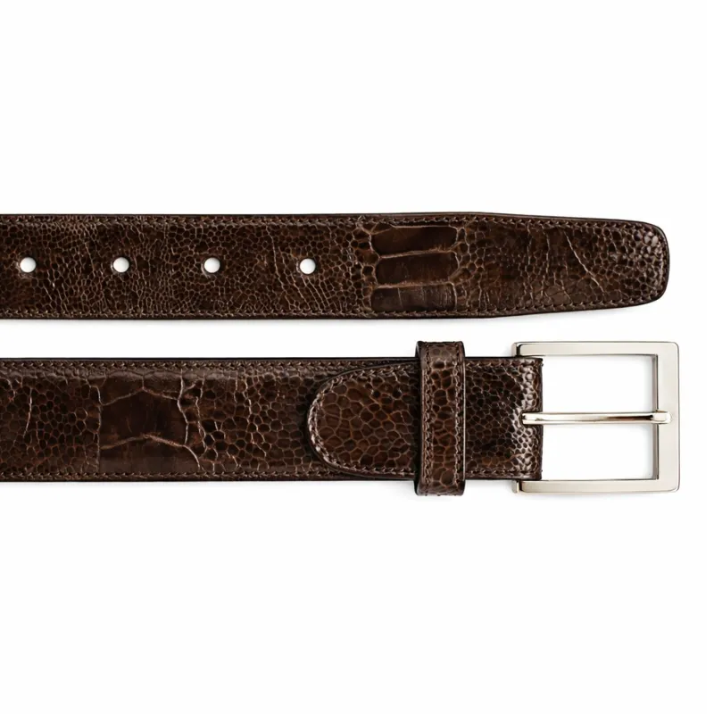 Belvedere Ostrich Leg Belt- Black made by Alberto Nardoni