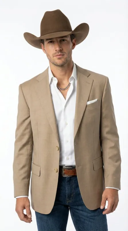 Mens Dark Tan Cowboy Western Blazer – Classic Western Style Sport Coat Casual Formal Jacket for Business Wedding Modern Fit made by Alberto Nardoni