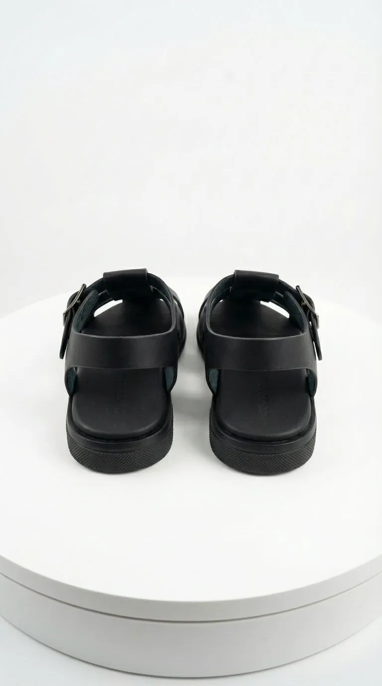 Mens Black Leather Sandals – Buckle Strap Casual Summer Shoes Breathable Open Toe Comfort Footwear sold by Alberto Nardoni product image thumbnail 3