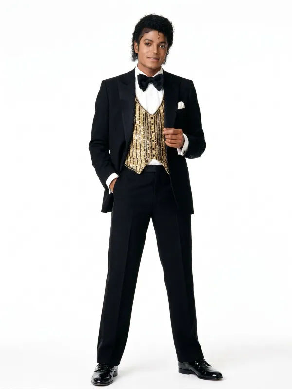 Men’s Black Tuxedo Blazer Michael Jackson Award Ceremony Vintage Jacket – Classic Formal, Elegant Party Dinner Jacket made by Alberto Nardoni