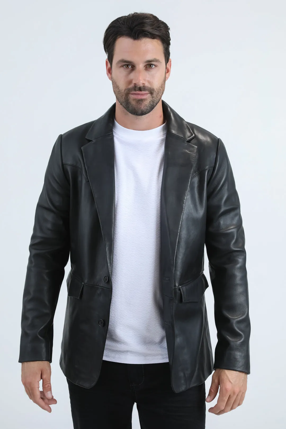 Mens Platini Western Leather Jacket Black - Vintage Cowboy Style sold by Alberto Nardoni