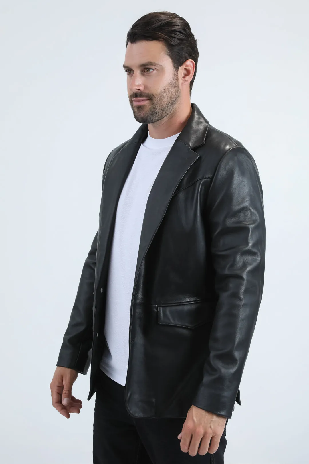 Mens Platini Western Leather Jacket Black - Vintage Cowboy Style sold by Alberto Nardoni product image thumbnail 2