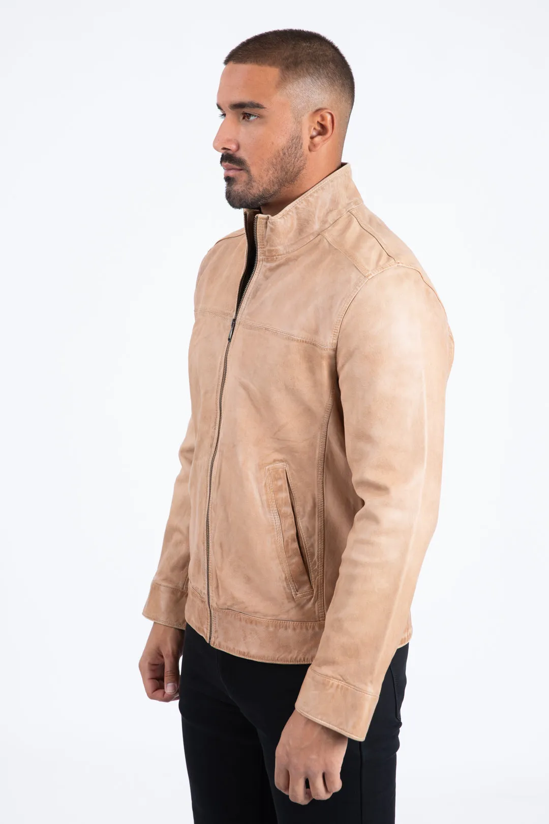 Mens Platini Western Leather Jacket - Vintage Cowboy Style in Color Pug sold by Alberto Nardoni product image thumbnail 2