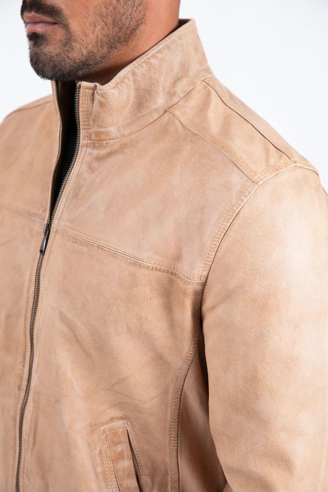 Mens Platini Western Leather Jacket - Vintage Cowboy Style in Color Pug sold by Alberto Nardoni product image thumbnail 3