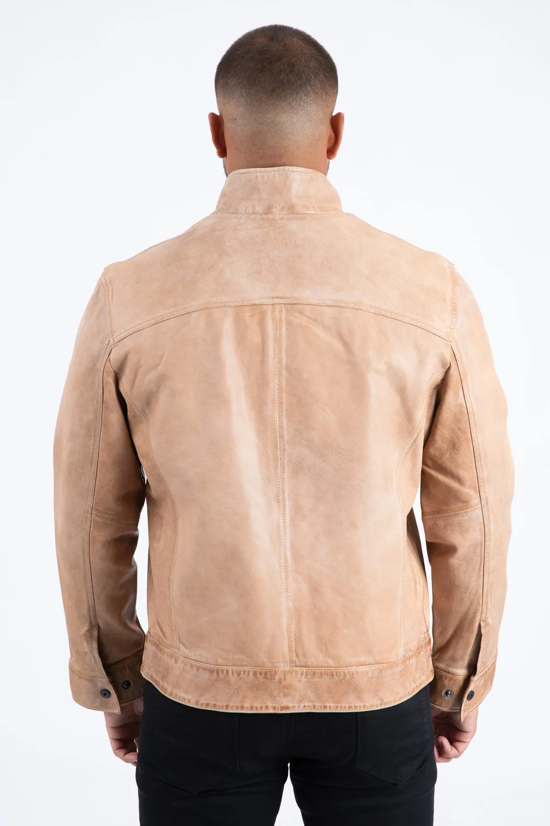 Mens Platini Western Leather Jacket - Vintage Cowboy Style in Color Pug sold by Alberto Nardoni product image thumbnail 4