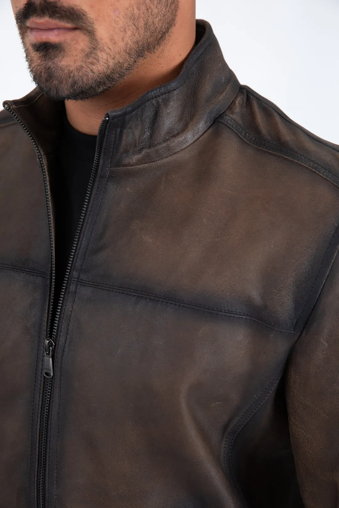 Mens Platini Western Leather Jacket - Vintage Cowboy Style in Color Brown sold by Alberto Nardoni product image thumbnail 3