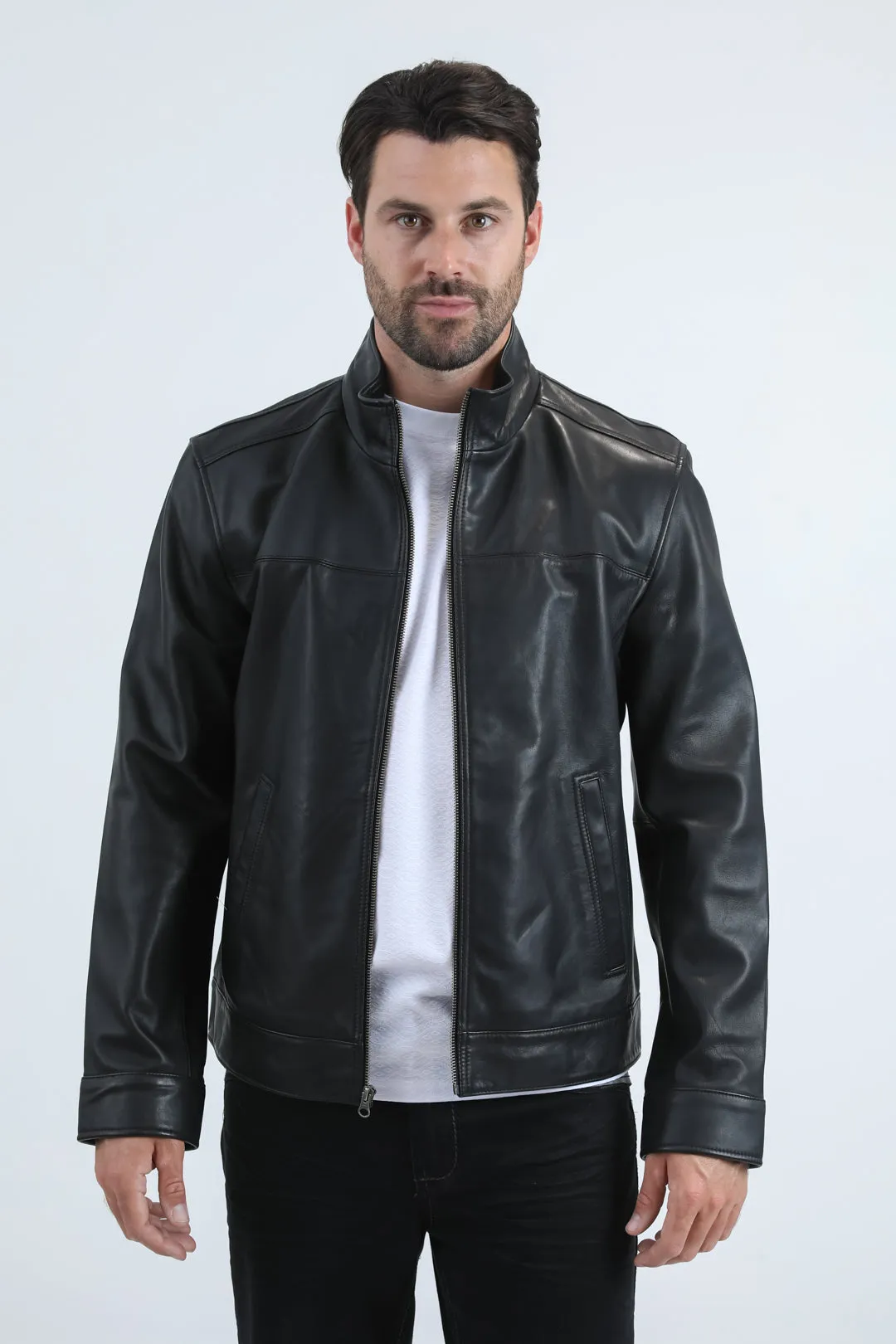 Mens Platini Western Leather Jacket - Vintage Cowboy Style in Color Black sold by Alberto Nardoni