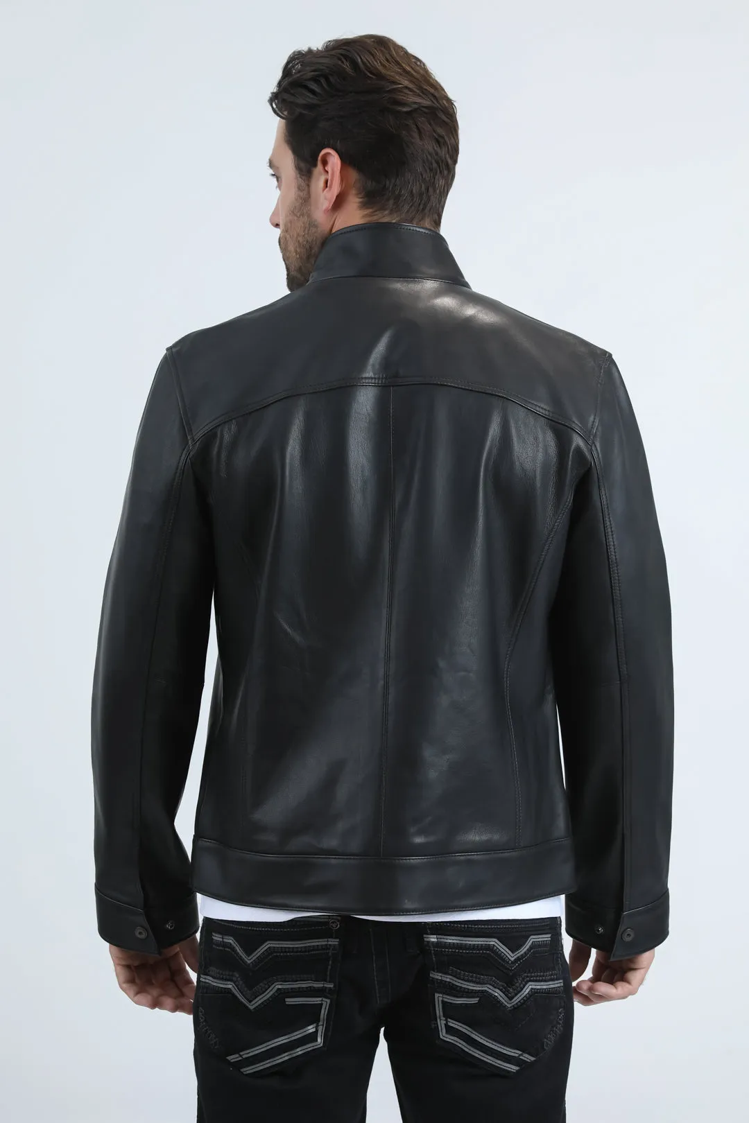 Mens Platini Western Leather Jacket - Vintage Cowboy Style in Color Black sold by Alberto Nardoni product image thumbnail 5