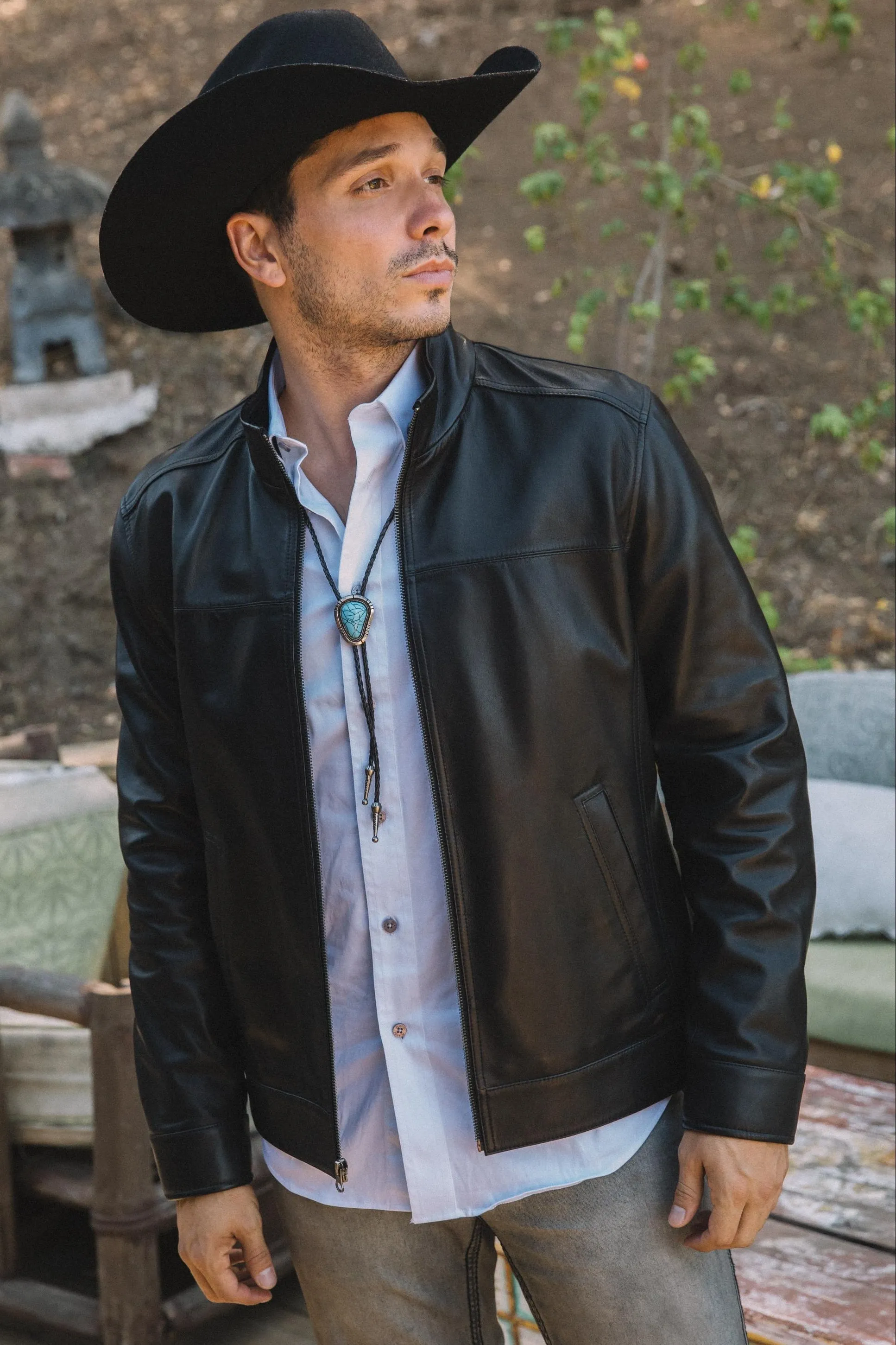 Mens Platini Western Leather Jacket - Vintage Cowboy Style in Color Black sold by Alberto Nardoni product image thumbnail 2