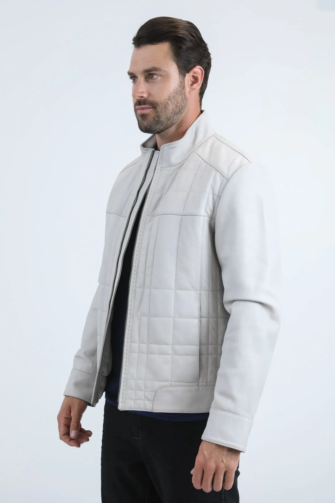 Mens Platini Western Leather Jacket - Vintage Cowboy Style in Color Bone sold by Alberto Nardoni product image thumbnail 2