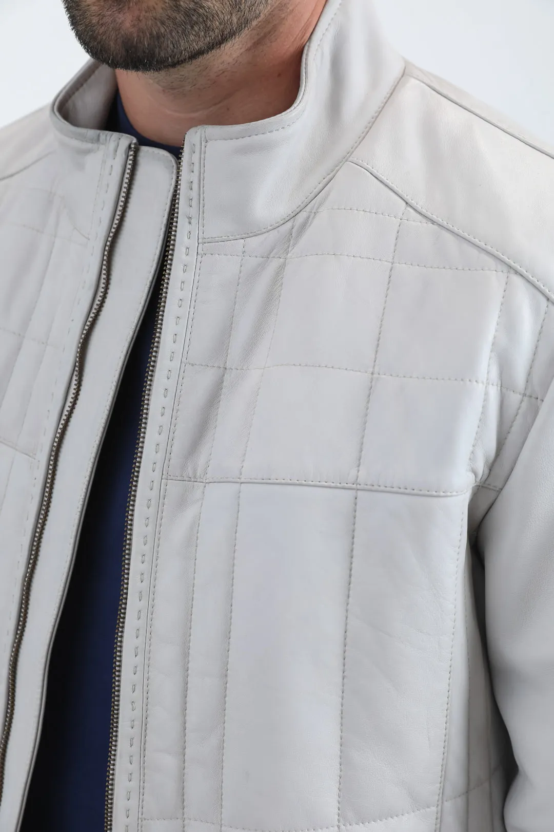 Mens Platini Western Leather Jacket - Vintage Cowboy Style in Color Bone sold by Alberto Nardoni product image thumbnail 3