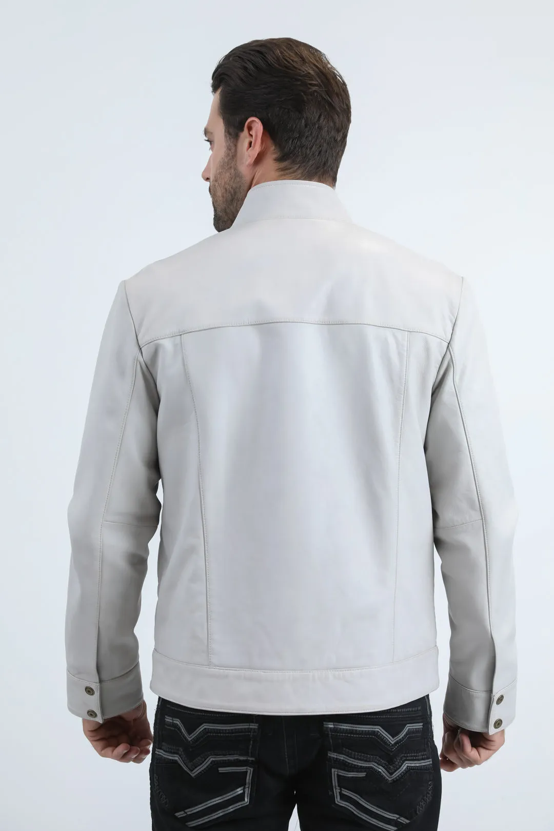 Mens Platini Western Leather Jacket - Vintage Cowboy Style in Color Bone sold by Alberto Nardoni product image thumbnail 4