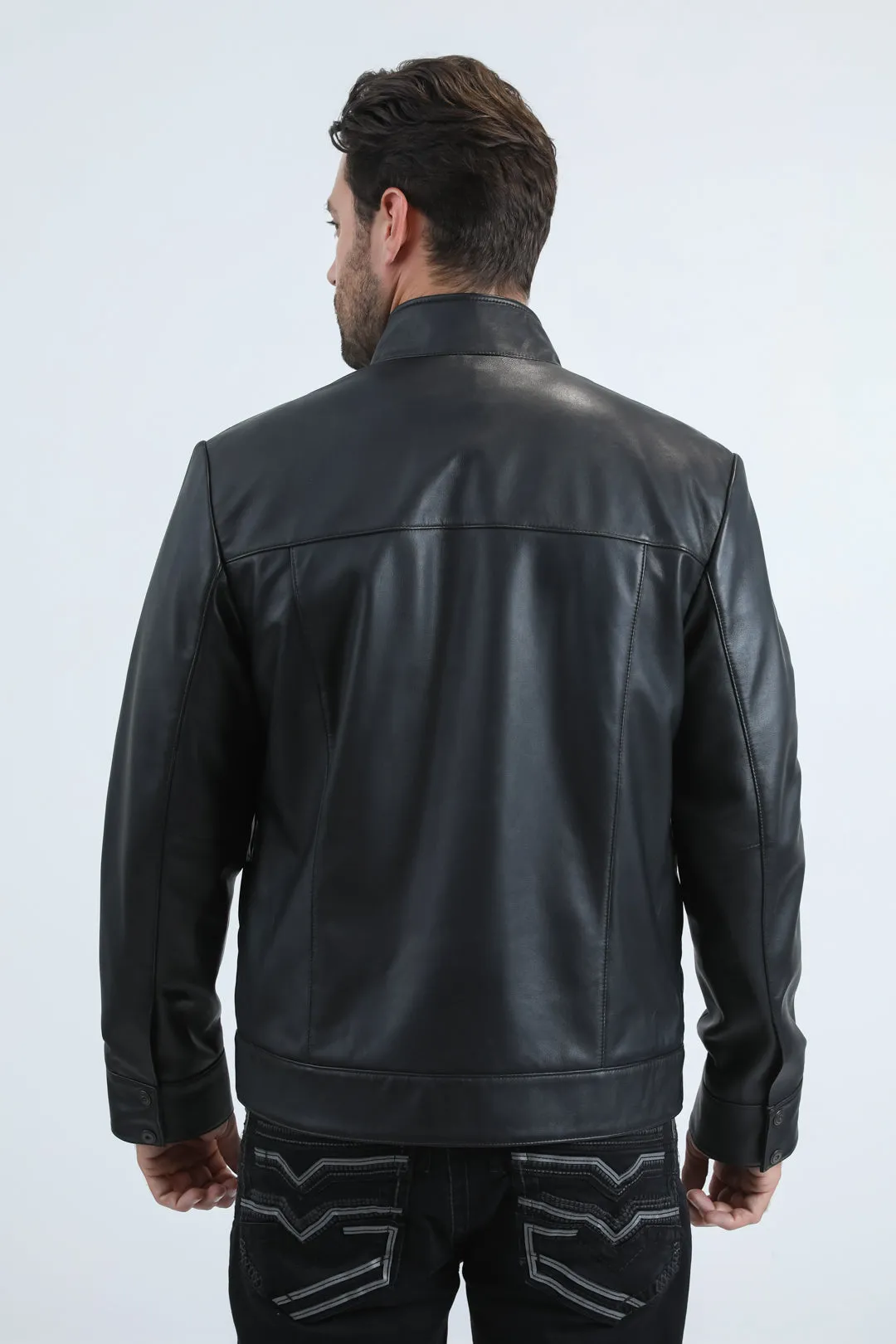 Mens Platini Black Western Leather Jacket - Vintage Cowboy Style sold by Alberto Nardoni product image thumbnail 2