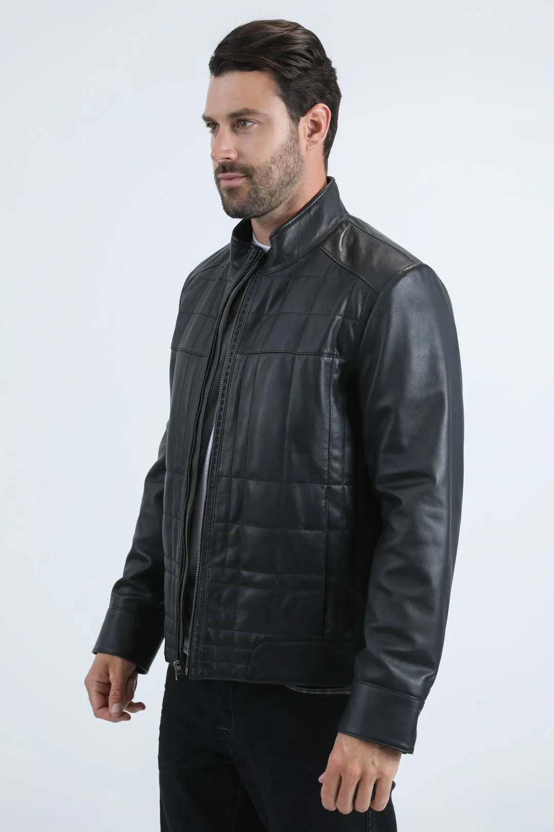 Mens Platini Black Western Leather Jacket - Vintage Cowboy Style sold by Alberto Nardoni product image thumbnail 3