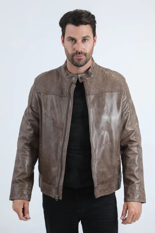Mens Platini Western Leather Jacket - Vintage Cowboy Style in Color Grey made by Alberto Nardoni
