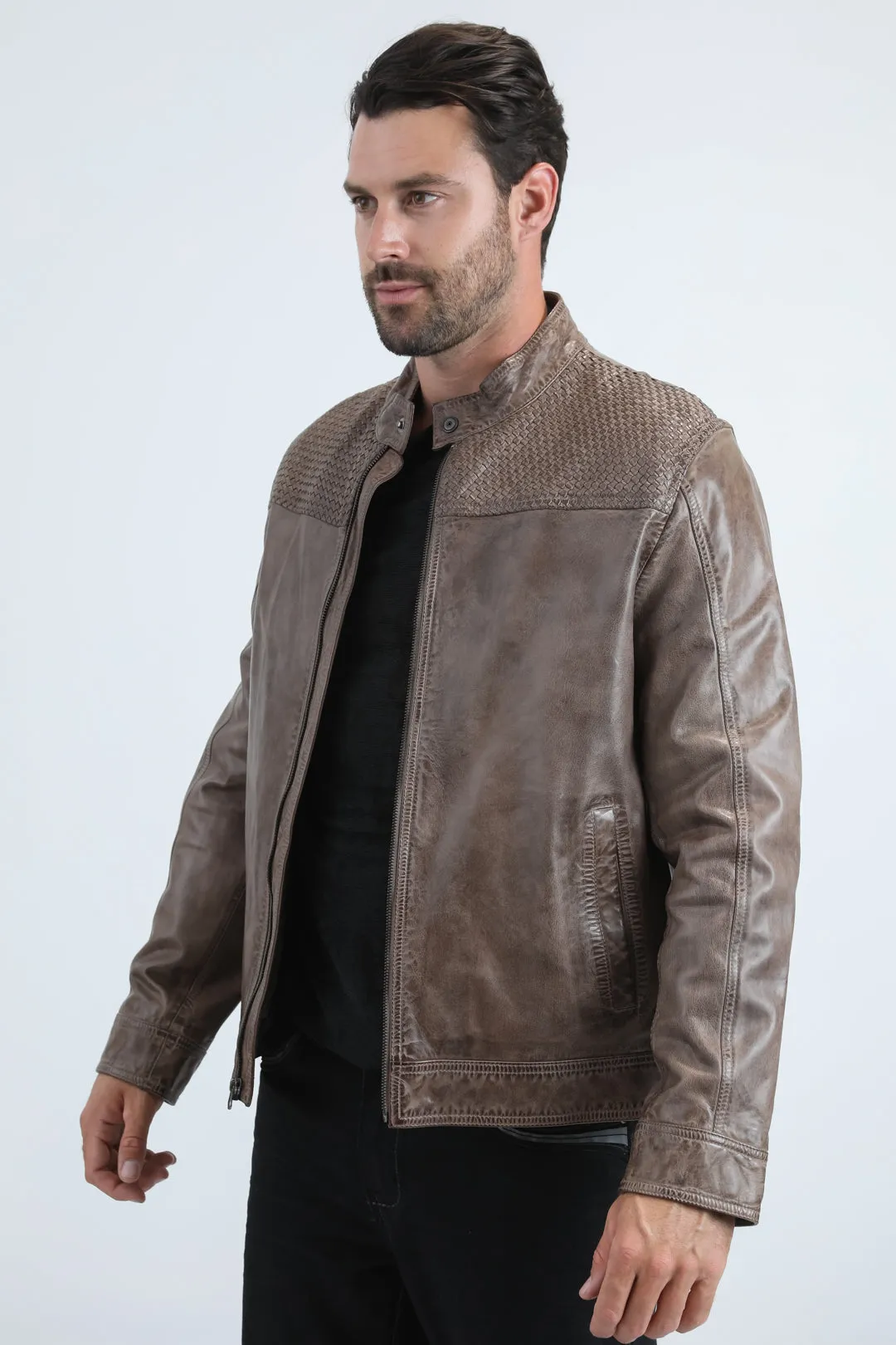 Mens Platini Western Leather Jacket - Vintage Cowboy Style in Color Grey sold by Alberto Nardoni product image thumbnail 2
