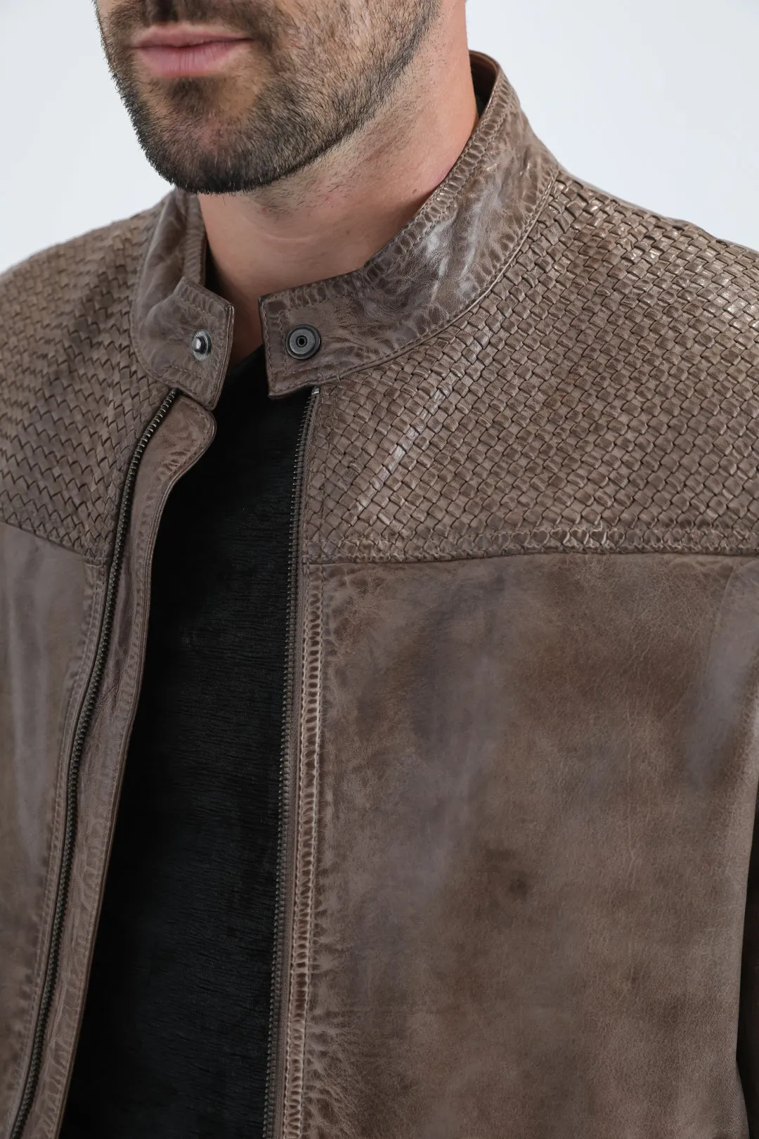 Mens Platini Western Leather Jacket - Vintage Cowboy Style in Color Grey sold by Alberto Nardoni product image thumbnail 3